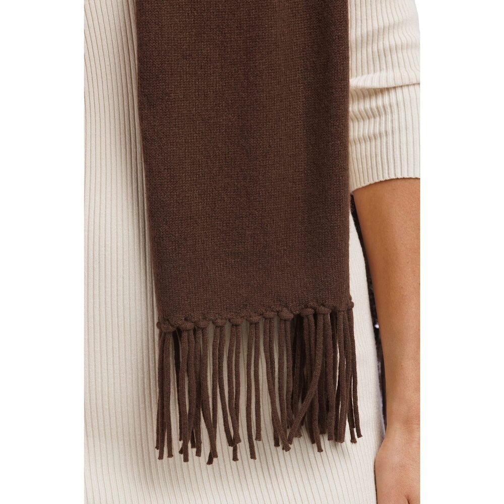 8183 Women's 100% Cashmere Knit Scarf With Fringe Detail; Super Soft - Picture 2 of 6